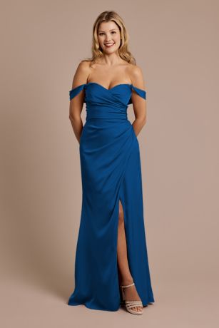 Picture of Matte Satin Off-the-Shoulder Sheath Dress