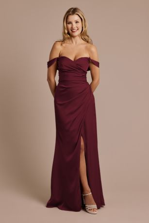 Picture of Matte Satin Off-the-Shoulder Sheath Dress