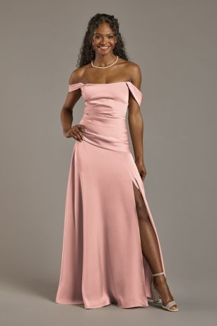 Picture of Matte Satin Off-the-Shoulder Drop Waist Dress