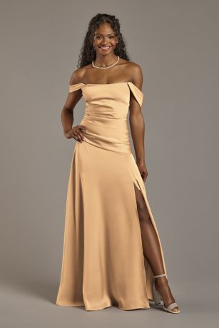 Picture of Matte Satin Off-the-Shoulder Drop Waist Dress