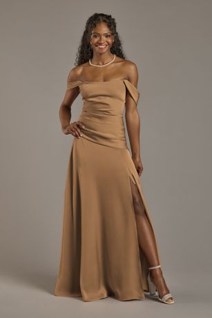 Picture of Matte Satin Off-the-Shoulder Drop Waist Dress