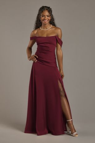 Picture of Matte Satin Off-the-Shoulder Drop Waist Dress