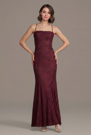 Picture of Lace Spaghetti Strap Cowl Neck Mermaid Dress