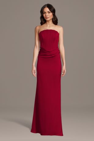 Picture of Matte Satin Inverted Scoop Neck Sheath Dress