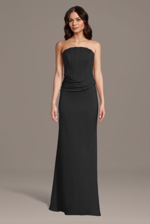 Picture of Matte Satin Inverted Scoop Neck Sheath Dress