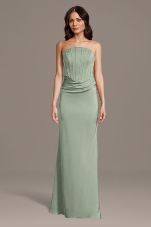 Picture of Matte Satin Inverted Scoop Neck Sheath Dress