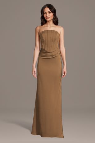 Picture of Matte Satin Inverted Scoop Neck Sheath Dress