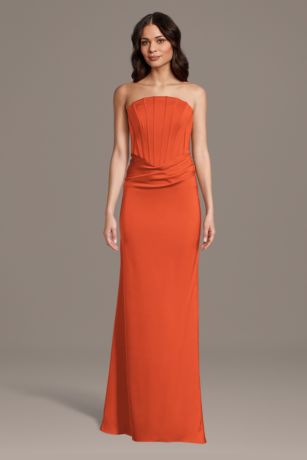 Picture of Matte Satin Inverted Scoop Neck Sheath Dress