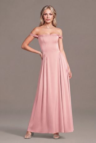 Picture of Matte Satin Off-the-Shoulder A-Line Dress
