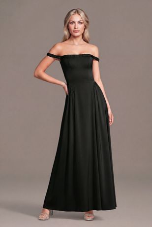 Picture of Matte Satin Off-the-Shoulder A-Line Dress