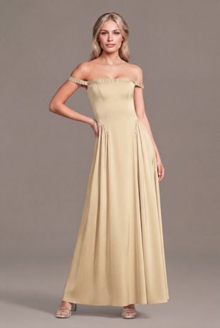 Picture of Matte Satin Off-the-Shoulder A-Line Dress
