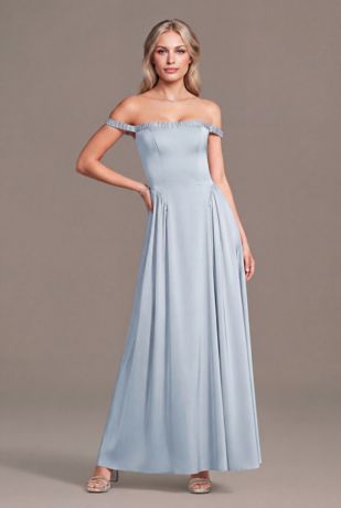 Picture of Matte Satin Off-the-Shoulder A-Line Dress