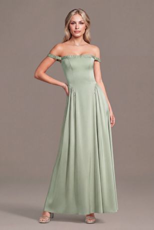Picture of Matte Satin Off-the-Shoulder A-Line Dress