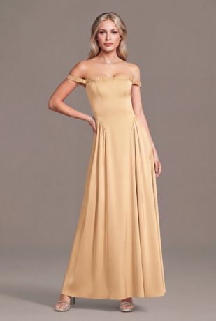 Picture of Matte Satin Off-the-Shoulder A-Line Dress
