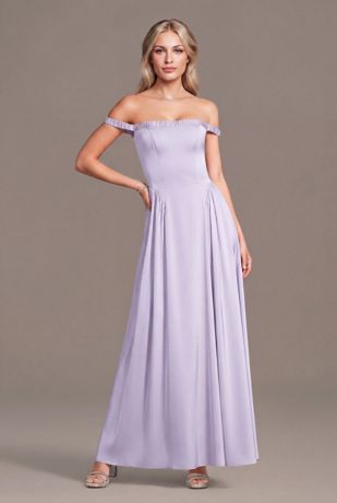 Picture of Matte Satin Off-the-Shoulder A-Line Dress
