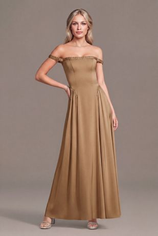 Picture of Matte Satin Off-the-Shoulder A-Line Dress
