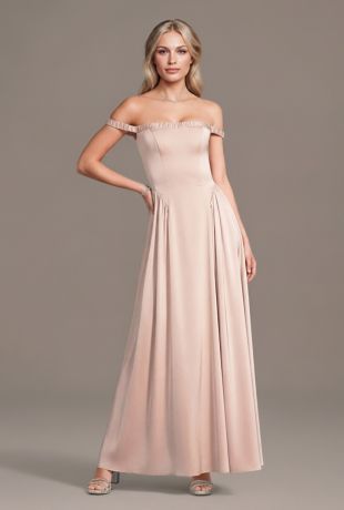 Picture of Matte Satin Off-the-Shoulder A-Line Dress