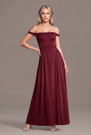 Picture of Matte Satin Off-the-Shoulder A-Line Dress