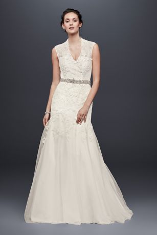 Melissa Sweet Corded Lace Cap Sleeve Wedding Dress | David ...