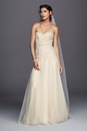Melissa Sweet Linear Lace Petite Wedding Dress | David's Bridal