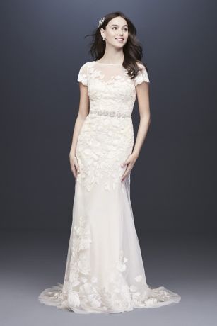 david's bridal short sleeve wedding dress