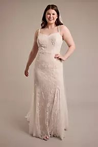 Melissa Sweet Spaghetti Strap Lace Mermaid Wedding Dress
