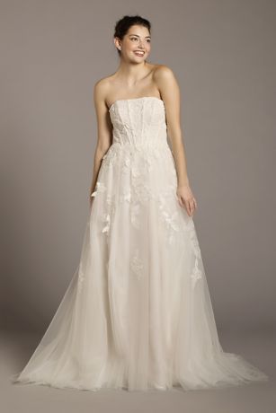 Picture of Strapless Tulle Ball Gown with 3D Flower Appliques