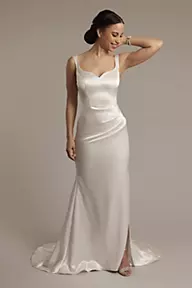 DB Studio Luxe Charmeuse Tank Wedding Dress with Cowl Back