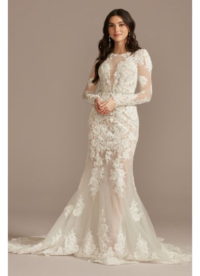 Long Sleeve Sequin Bodysuit Tall Wedding Dress | David's Bridal