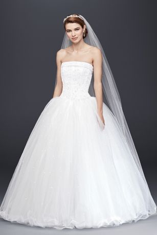 Extra Length Strapless Wedding Dress with Beading | David's Bridal
