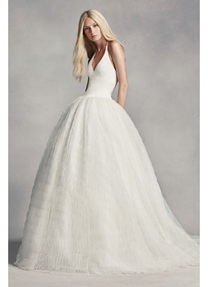 White by Vera Wang Halter Tulle Wedding Dress David s Bridal