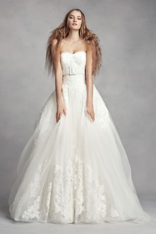 white by vera wang strapless tulle wedding dress