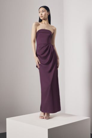 Picture of Strapless Satin Column Dress with Back Cascade