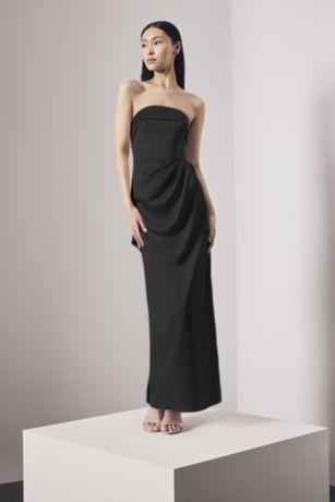 Picture of Strapless Satin Column Dress with Back Cascade