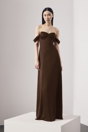 Picture of Charmeuse A-Line Dress with Button Bodice