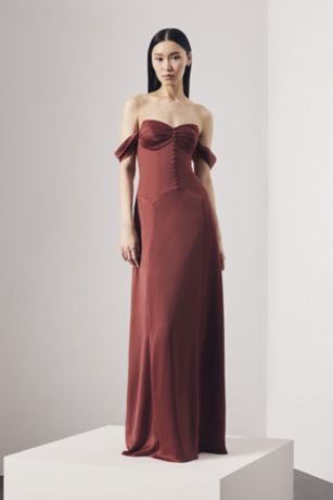 Picture of Charmeuse A-Line Dress with Button Bodice