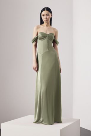 Picture of Charmeuse A-Line Dress with Button Bodice