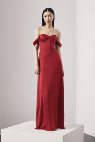 Picture of Charmeuse A-Line Dress with Button Bodice