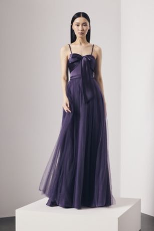 Picture of Satin and Tulle Bow Bodice A-Line Dress