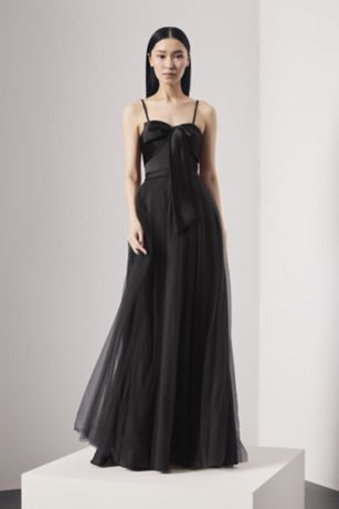 Picture of Satin and Tulle Bow Bodice A-Line Dress