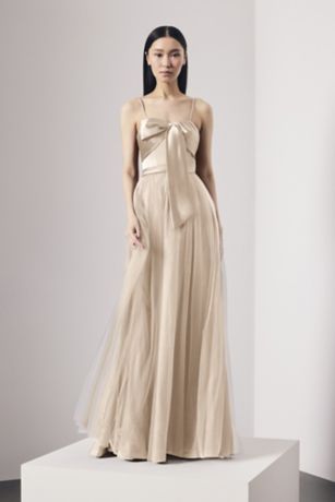 Picture of Satin and Tulle Bow Bodice A-Line Dress