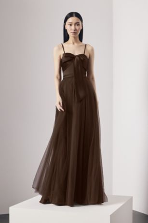 Picture of Satin and Tulle Bow Bodice A-Line Dress