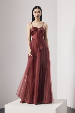 Picture of Satin and Tulle Bow Bodice A-Line Dress