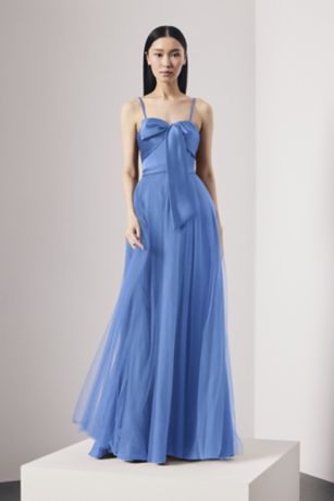 Picture of Satin and Tulle Bow Bodice A-Line Dress