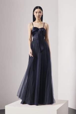 Picture of Satin and Tulle Bow Bodice A-Line Dress