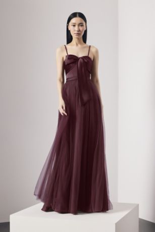 Picture of Satin and Tulle Bow Bodice A-Line Dress