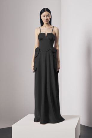 Picture of Satin Strapless Notch Neckline Dress with Bows