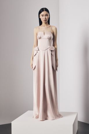 Picture of Satin Strapless Notch Neckline Dress with Bows