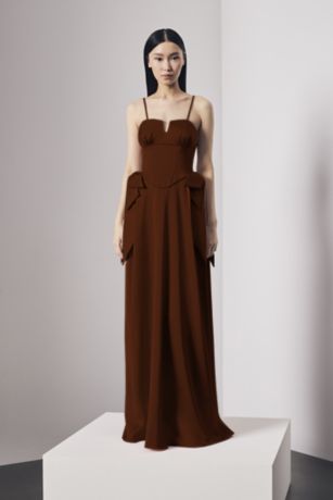 Picture of Satin Strapless Notch Neckline Dress with Bows