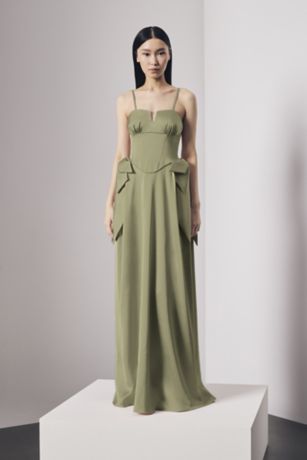 Picture of Satin Strapless Notch Neckline Dress with Bows